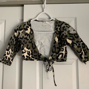 NWT Body by Brazil Camo cropped top w/ Swarovski